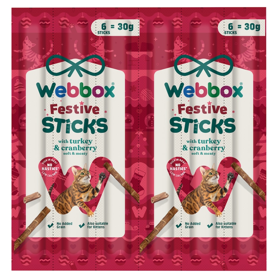 Webbox Festive Cat Sticks Turkey and Cranberry 6 Pack 5g