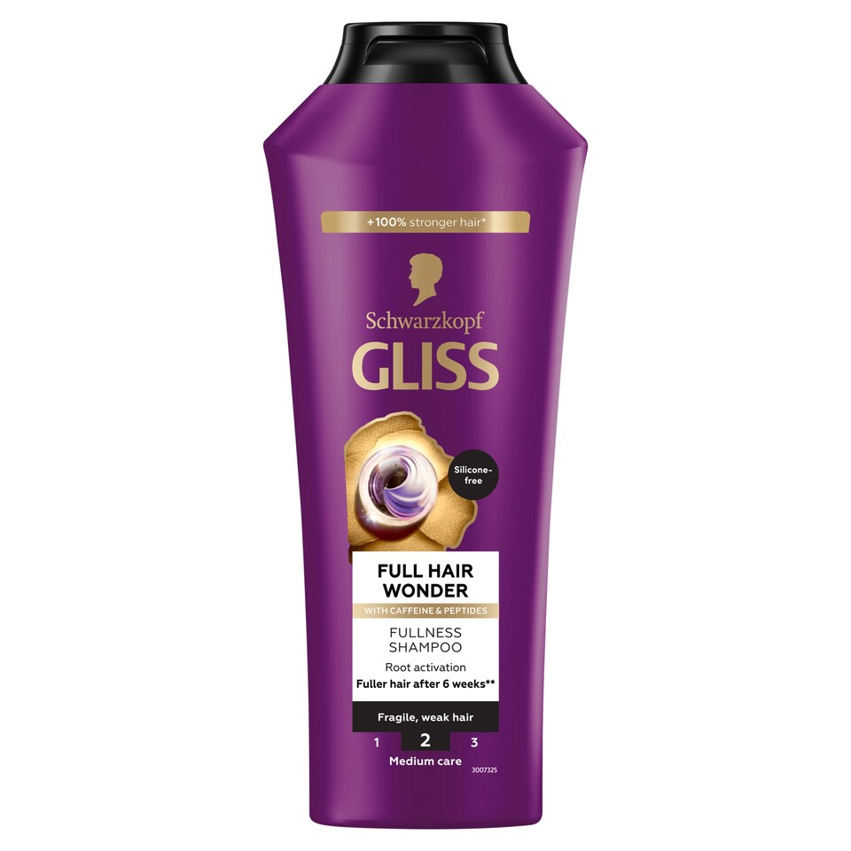Schwarzkopf Gliss Full Hair Wonder sampon koffeinnel + peptidekkel 400 ml 1. kép