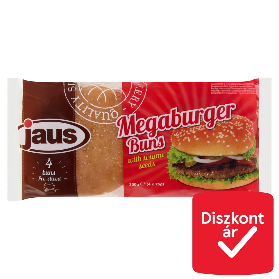Jaus szezámmagos hamburger zsemle 4 x 75 g (300 g)