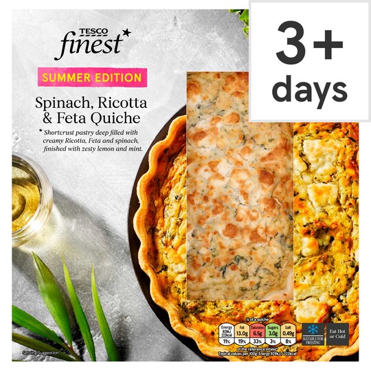 Tesco Finest Spinach , Ricotta & Feta Quiche 400G Tesco Groceries
