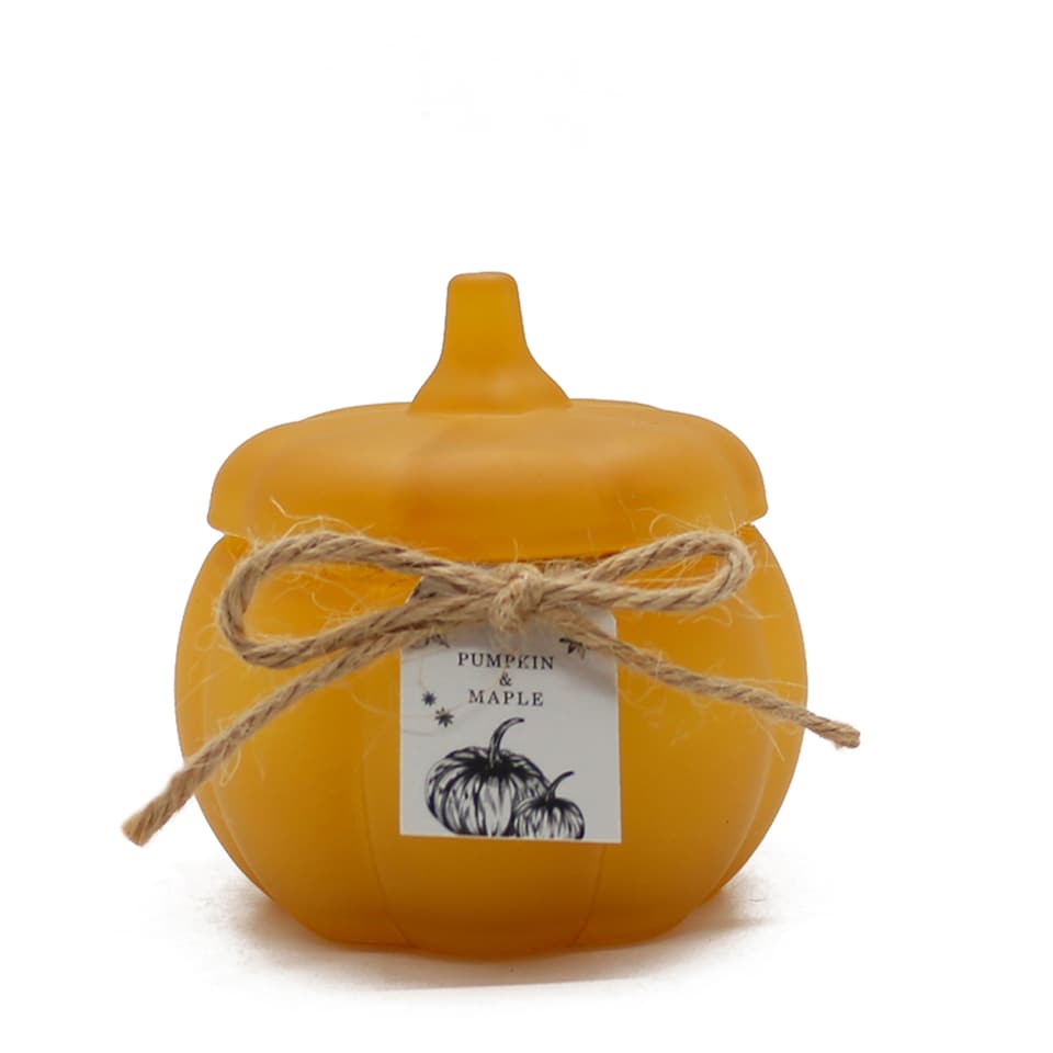 image 1 of F&F Home Halloween Pumpkin & Maple Frosted Glass Candle Assorted 130G