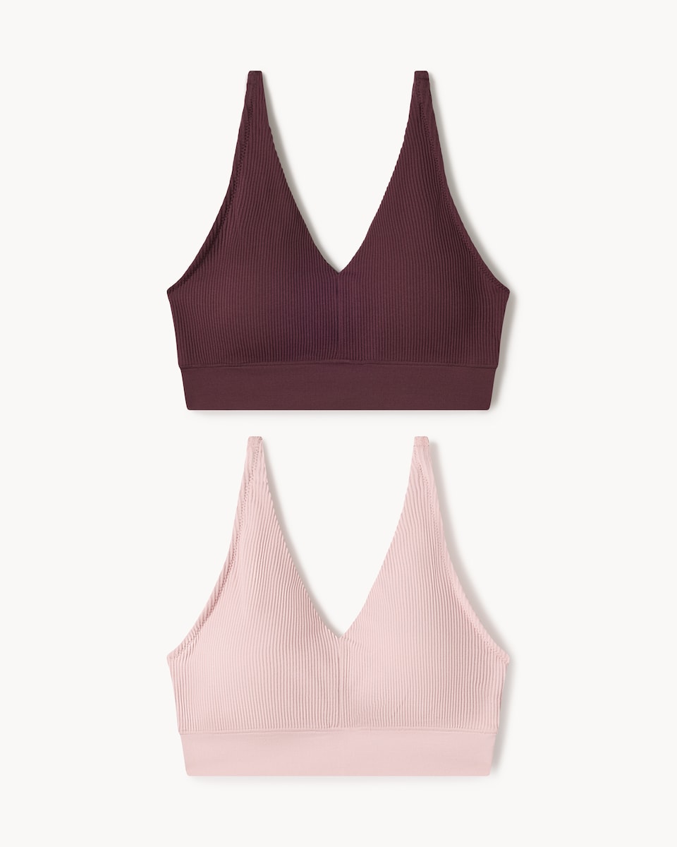 image 1 of F&F 2-Pack Seamfree Contour Bralettes in Multi