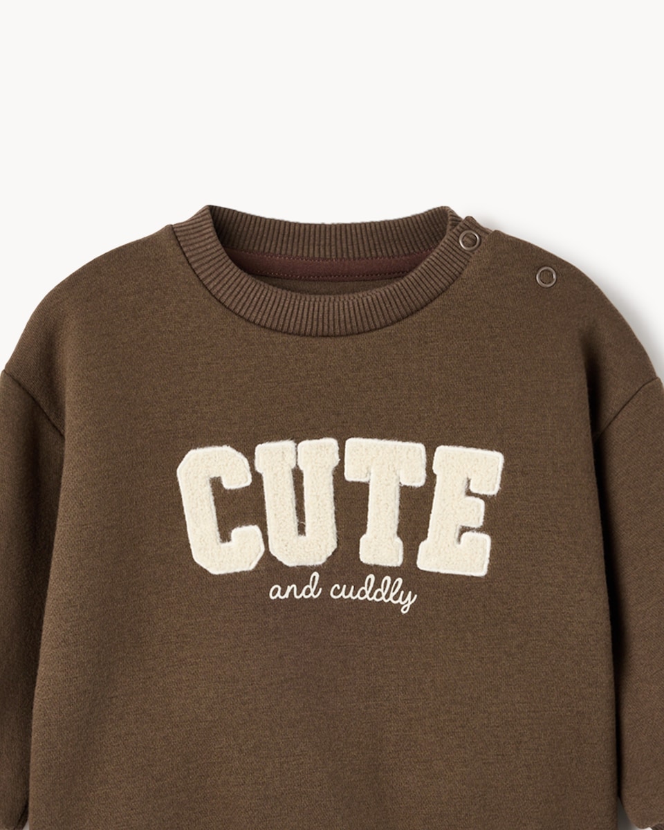 image 1 of F&F Baby Gilet, Sweatshirt and Joggers Set in Brown