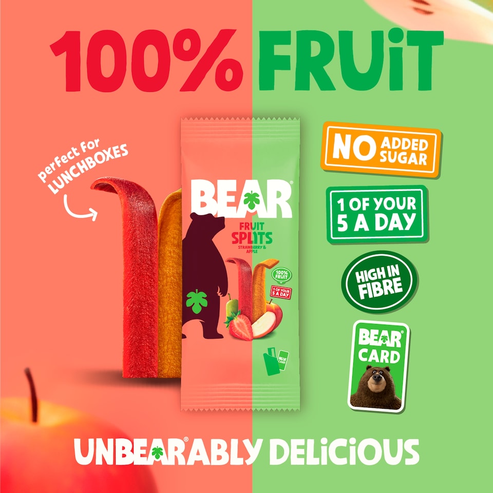 image 1 of BEAR Fruit Splits Strawberry & Apple Multipack 5x20g