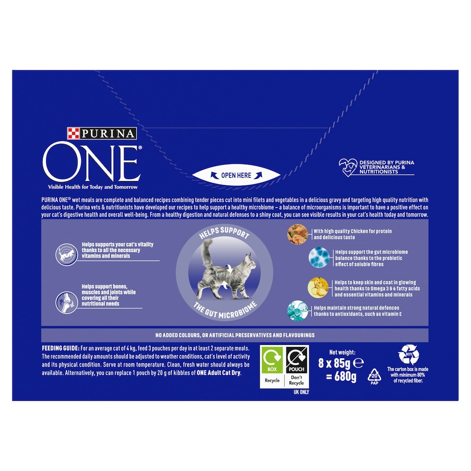 image 1 of Purina One Wet Meat Chicken Beef 8X85g