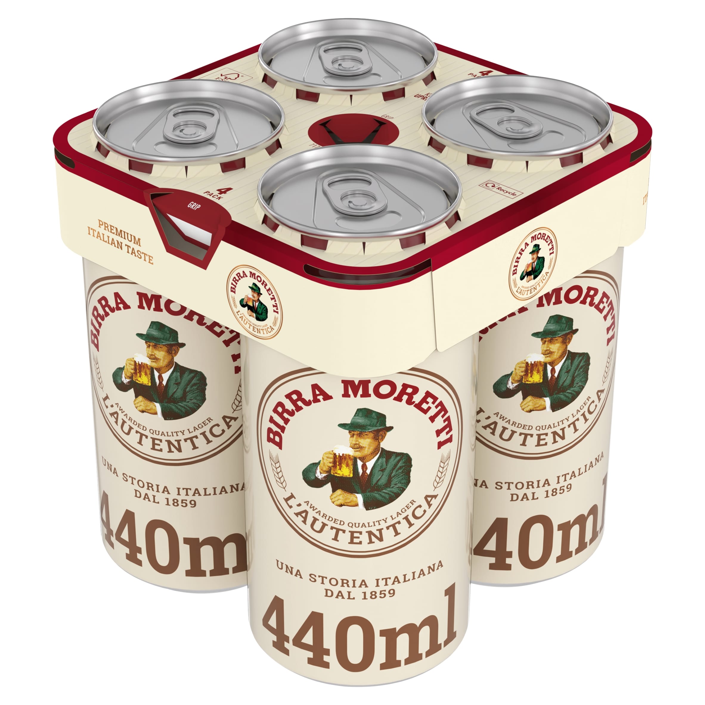 Birra Moretti Premium Lager Beer Can 4x440ml