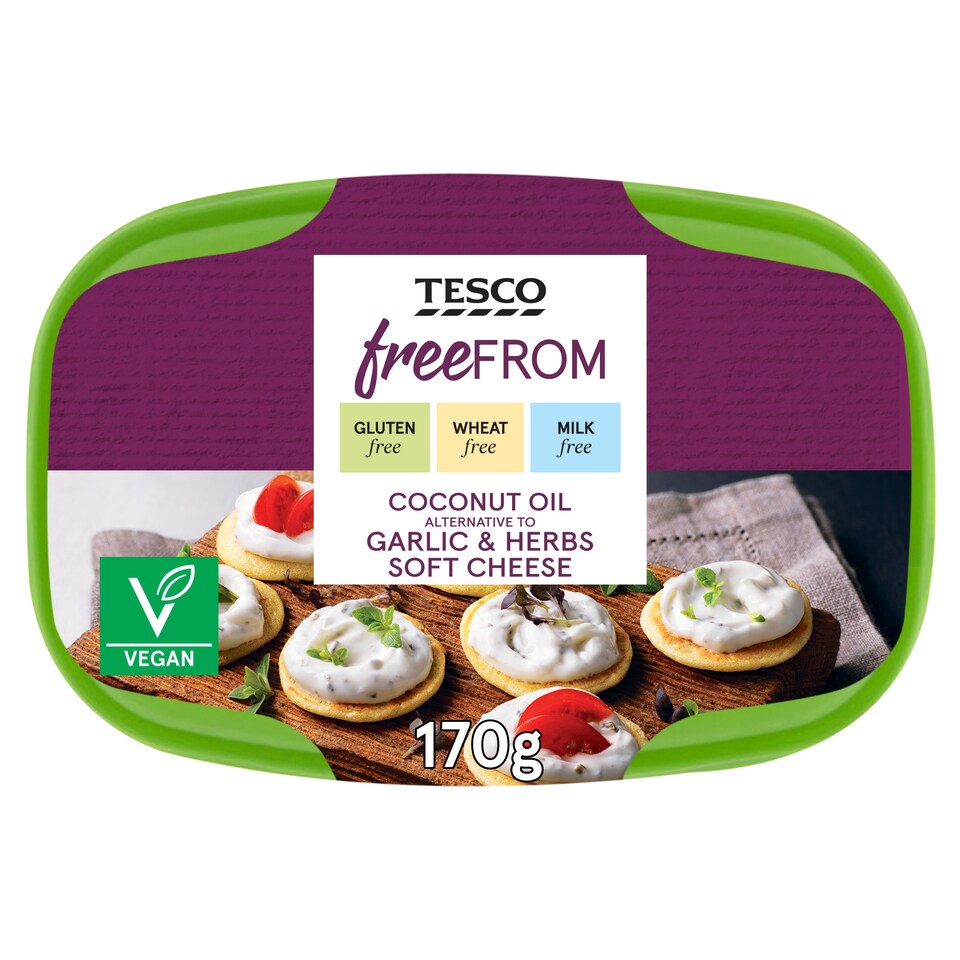 Tesco Free From Soft Cheese With Garlic & Herbs 170G