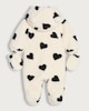 image 2 of F&F Baby Fleece Heart Print Pramsuit in Cream