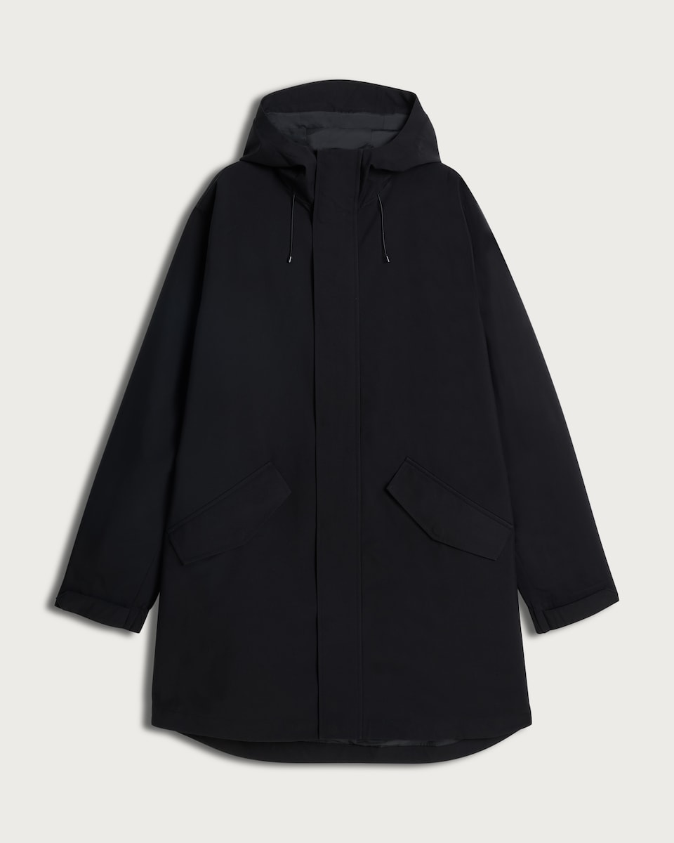 image 1 of The F&F Edit Hooded Longline Coat in Black
