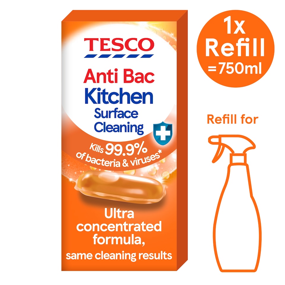 image 1 of Tesco Antibacterial Kitchen Surface Cleaner Refill 9Ml