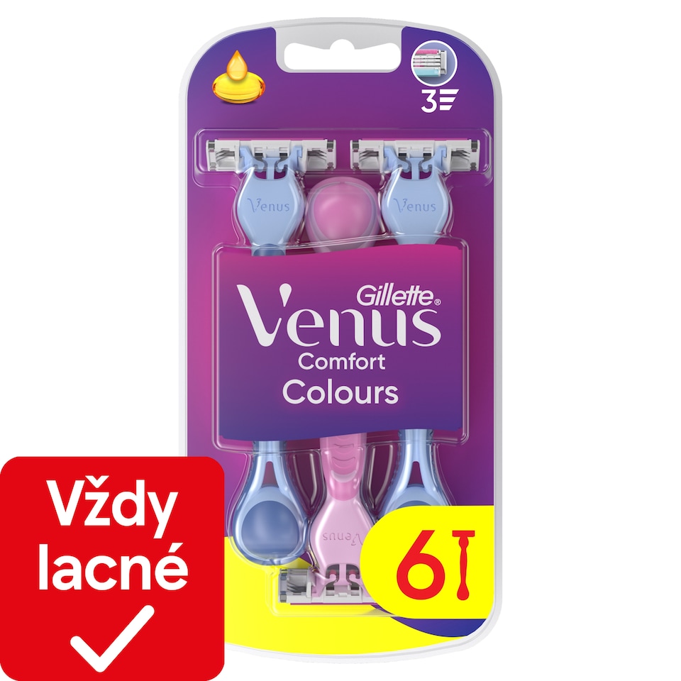 obrázok 1 z Gillette Venus Comfort Colours Jednorazové Holiace Strojčeky, Balenie 6 ks
