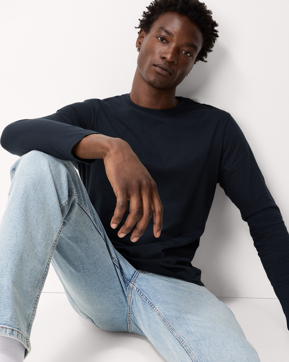 image 1 of F&F Pure Cotton Long Sleeved Top in Navy