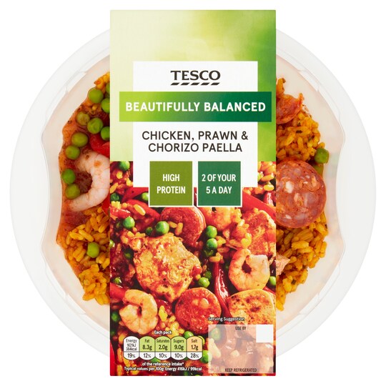 Tesco Chicken Prawn And Chorizo Paella 390G Tesco Groceries