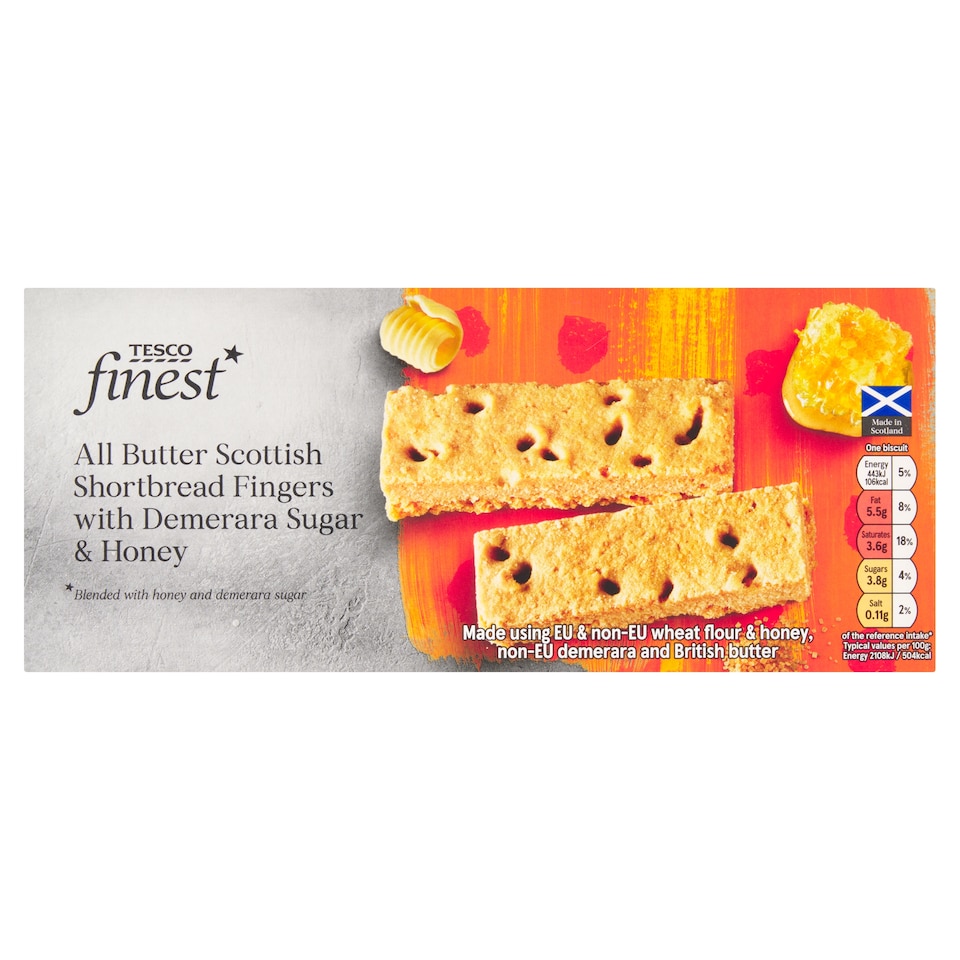 Tesco Finest Honey and Demerara Sugar All Butter Shortbread Fingers 165g