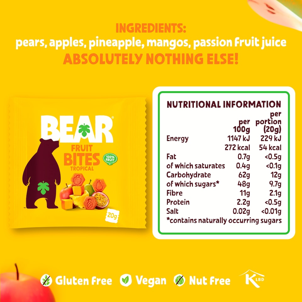 image 1 of BEAR Fruit Bites Tropical 5x20G