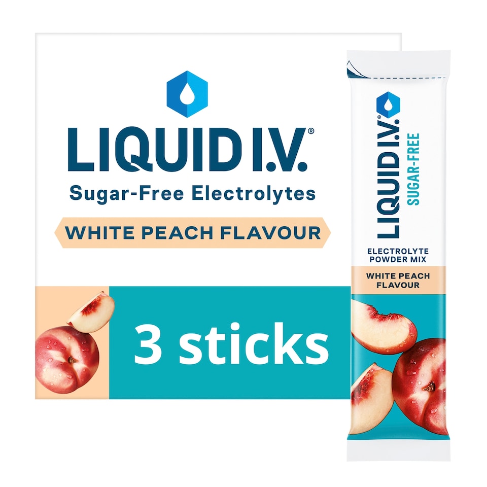image 1 of Liquid I.V. Sugar-Free White Peach Electrolyte Powder Mix, 3 Sachets