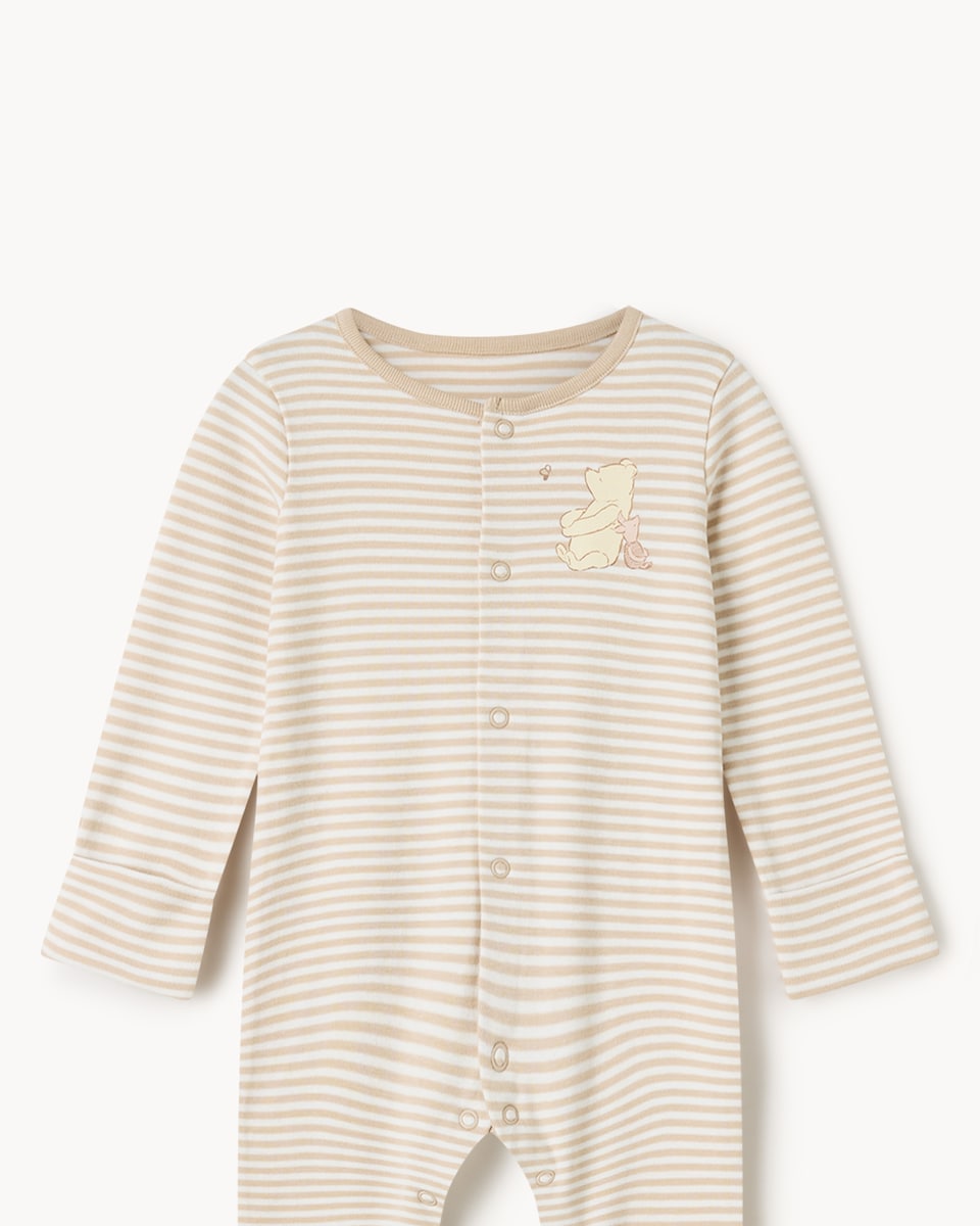 image 1 of Disney Winnie The Pooh 3-Pack Pure Cotton Sleepsuits in White