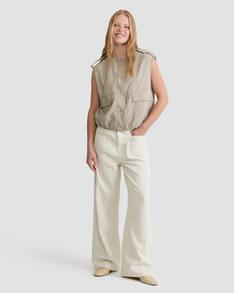 image 1 of F&F Buttoned Utility Vest in Neutral