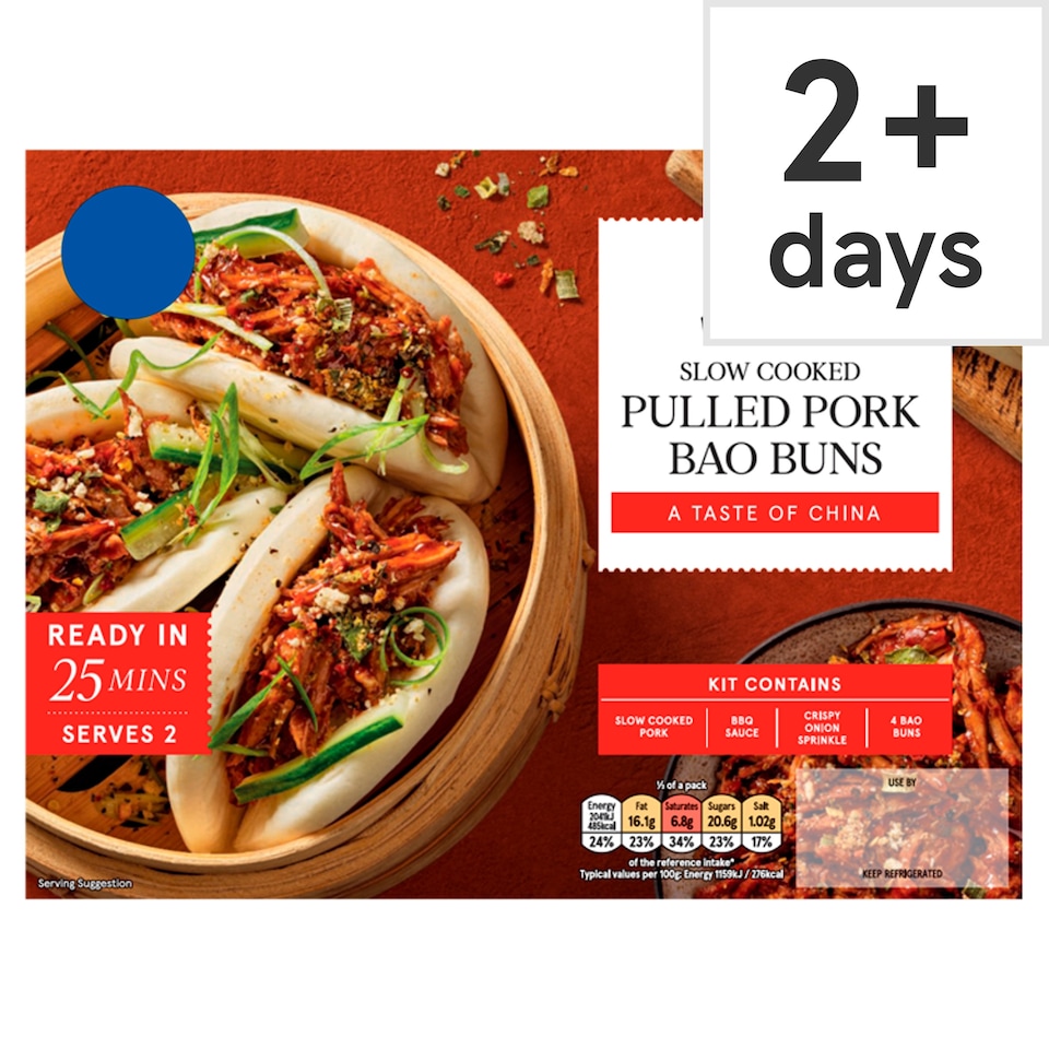 Tesco Meal Kit Slow Cooked Pulled Pork Bao Buns 440g