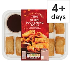 Tesco 10 Mini Duck Spring Roll With Hoisin Dip 220G