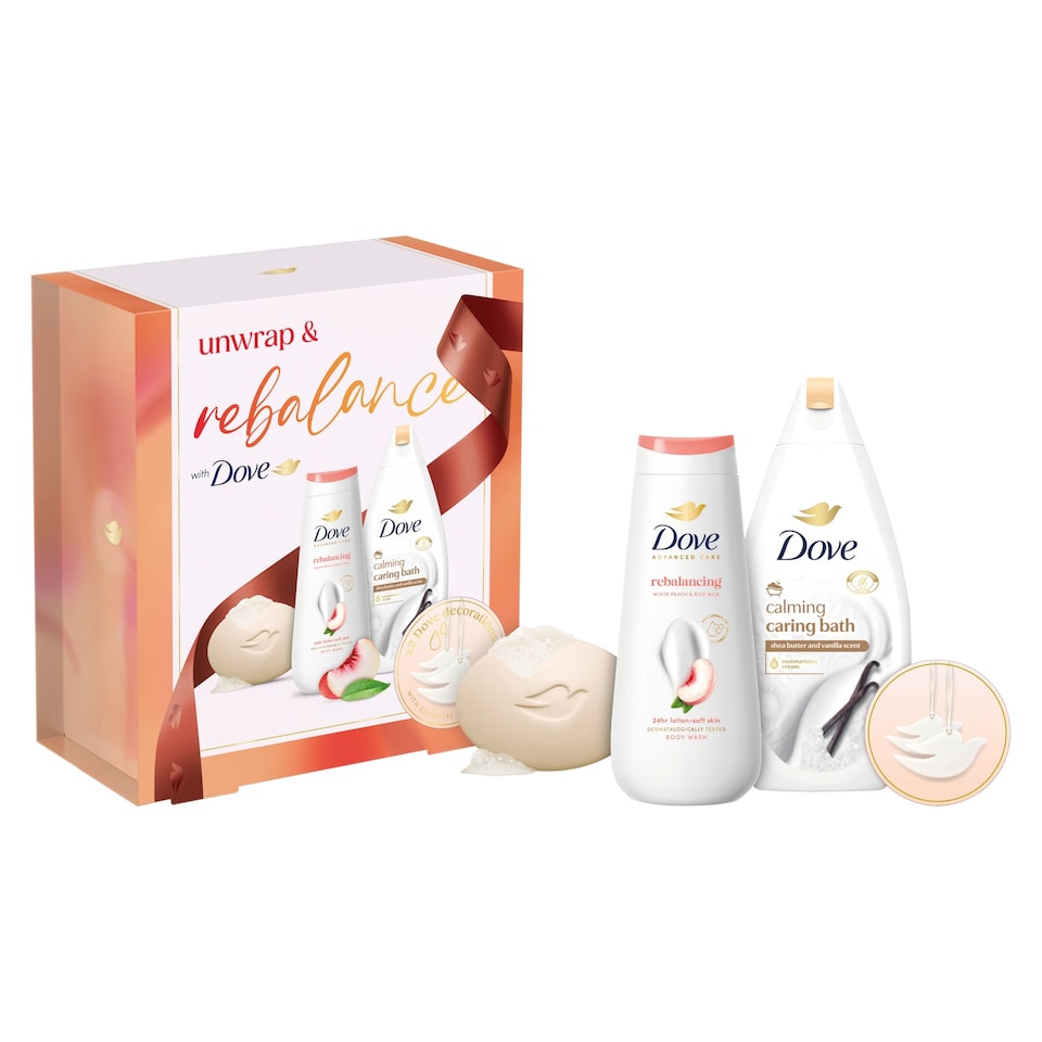 image 1 of Dove Unwrap & Rebalance with Scented Decorations Gift Set