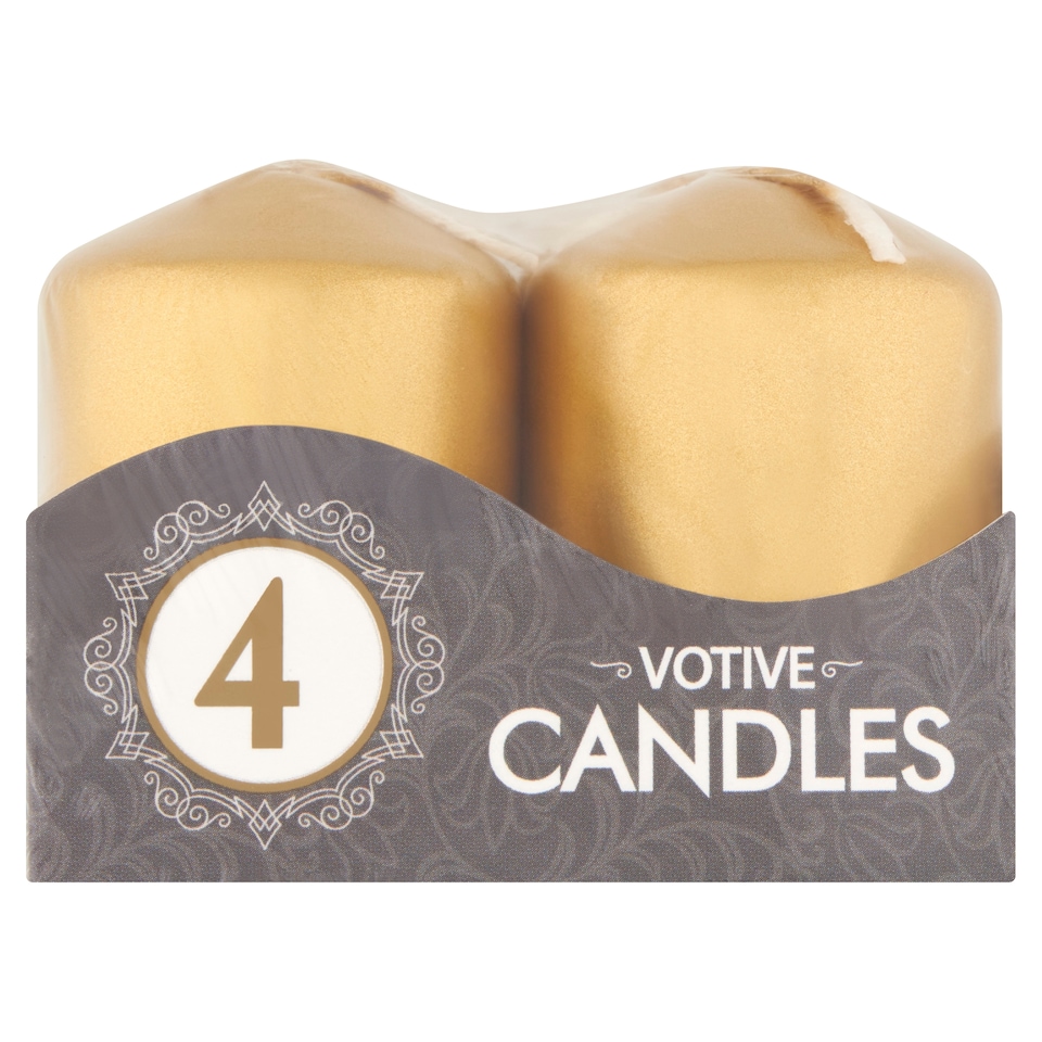 Votive Candles Gold Metallic 4 pcs