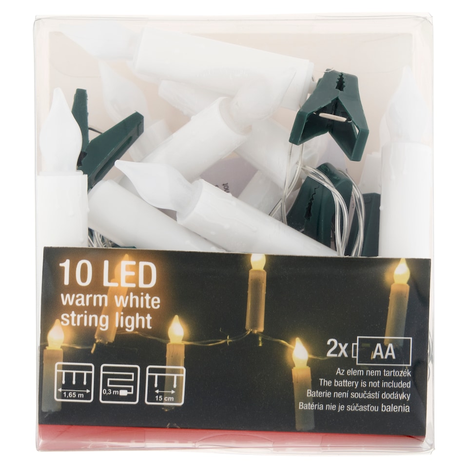 image 1 of Snow Meister SM2680 10 LED Battery Warm White String Light with Clip 1,65 m