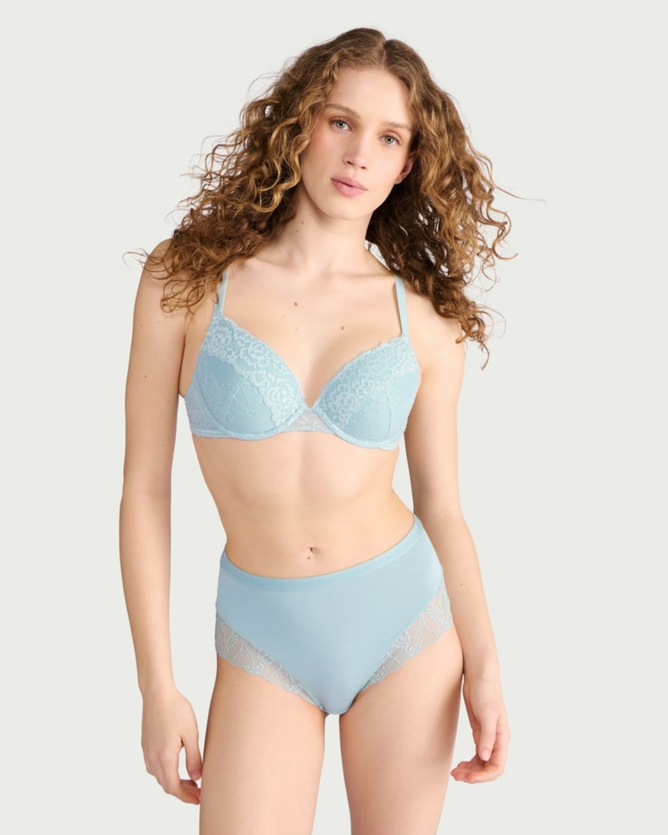 image 1 of F&F 2-Pack Lace Padded Wired Plunge Bras in Multi