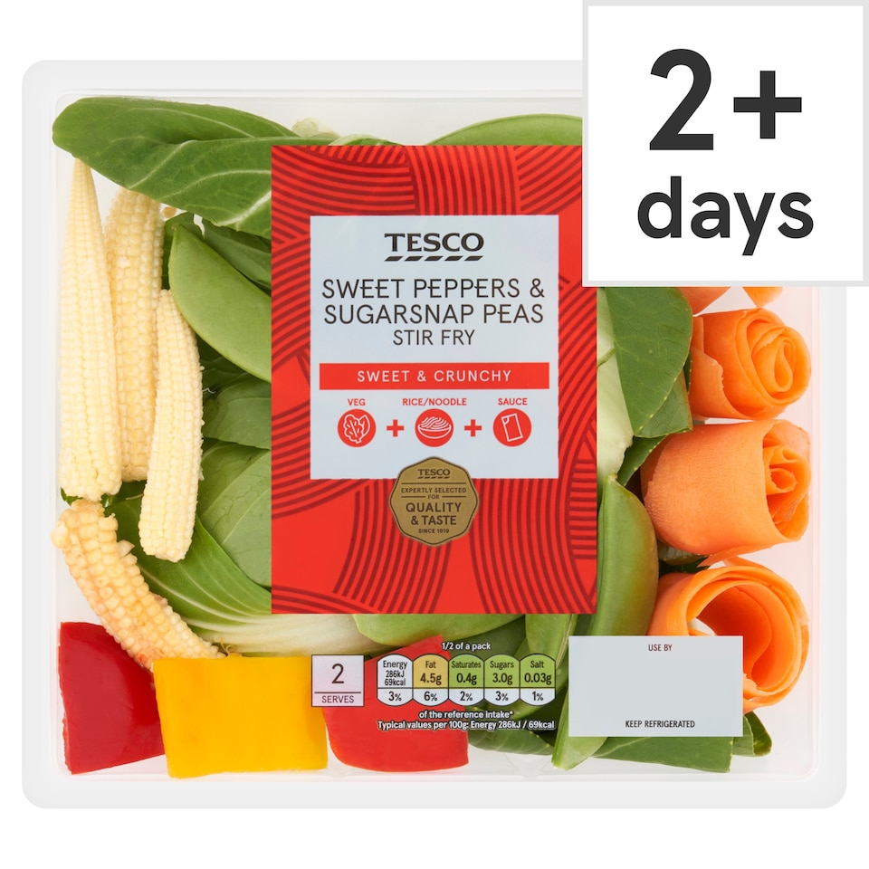 Tesco Sweet Peppers & Sugarsnap Peas Stir Fry 200g Tesco Groceries