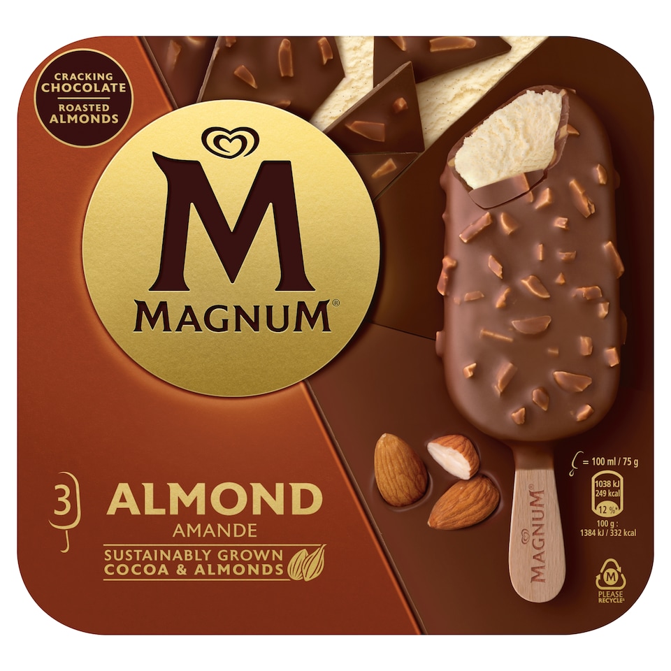 MAGNUM Pálcikás Jégkrém Mandula 3 x 100 ml