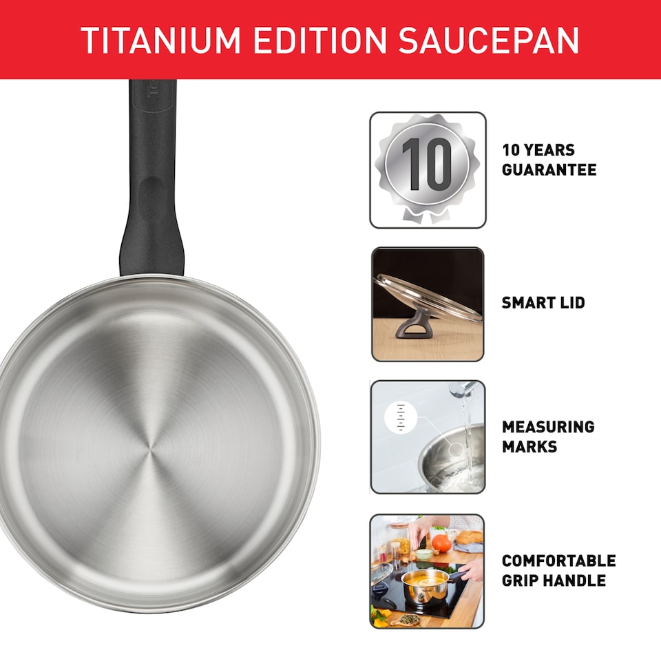 image 1 of  Tefal Titanium Edition Induction Non-stick Saucepan 18cm
