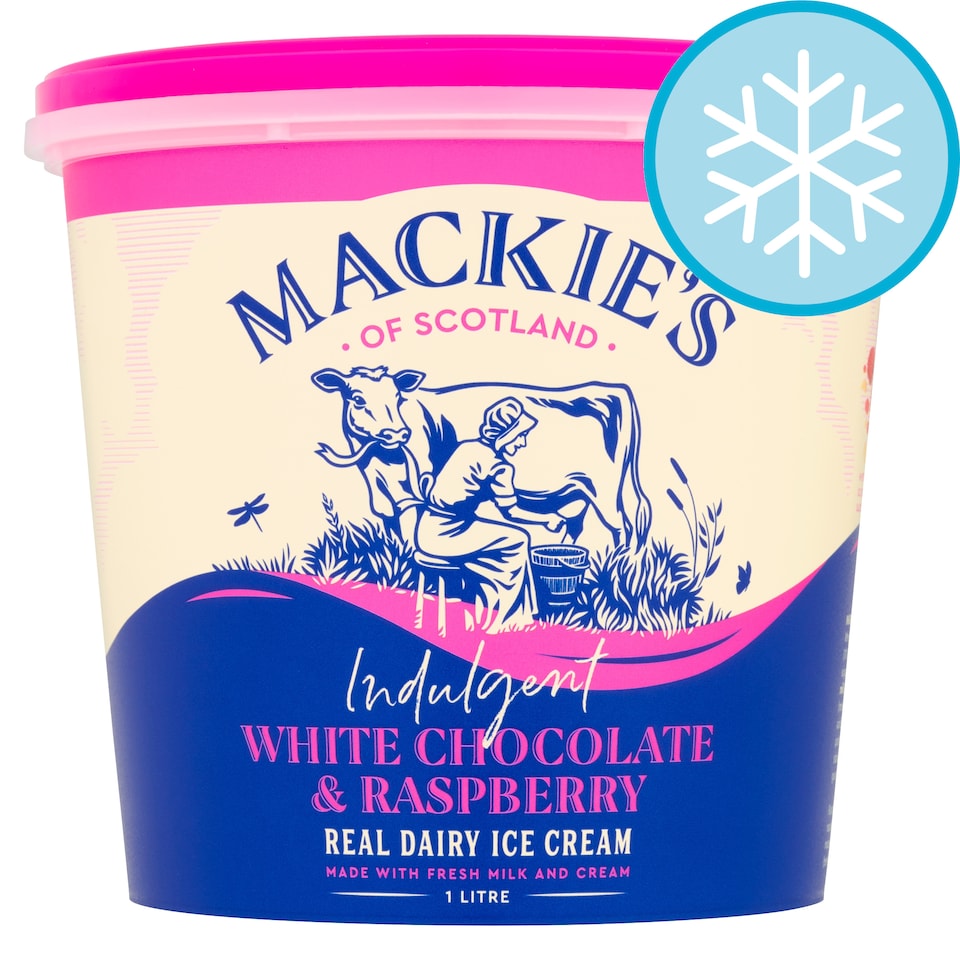 Mackie's Indulgent White Chocolate & Raspberry Ice Cream 1L