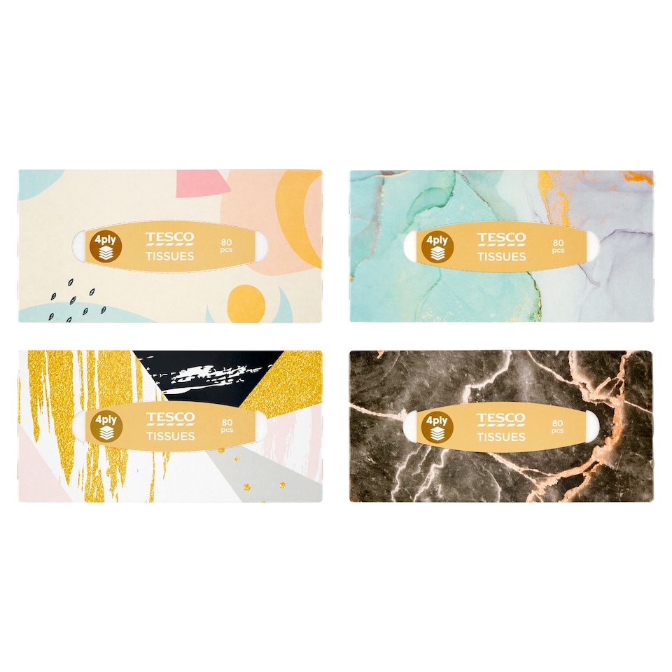 image 1 of Tesco Tissues 4 Ply 80 pcs