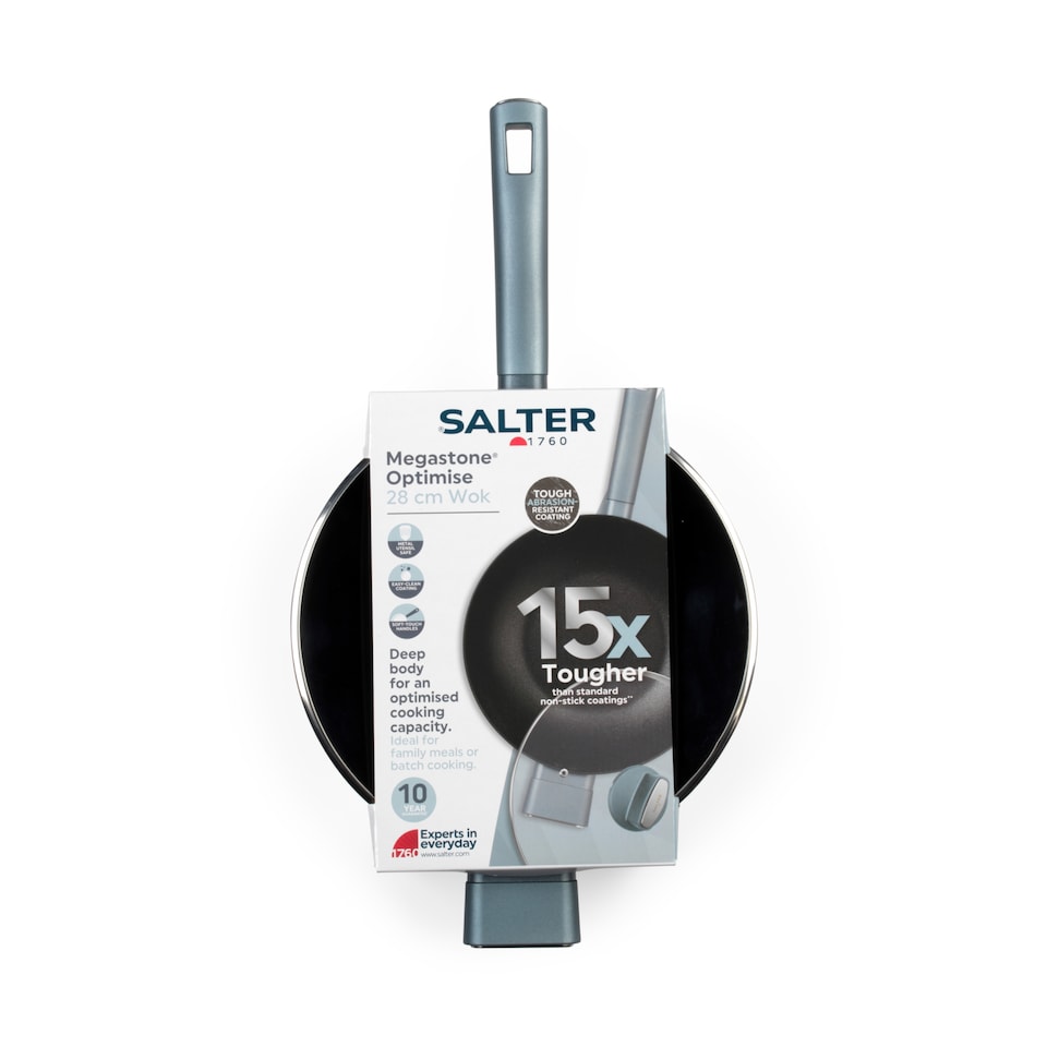 image 1 of Salter Megastone x15 Optimise 28cm Lidded Wok