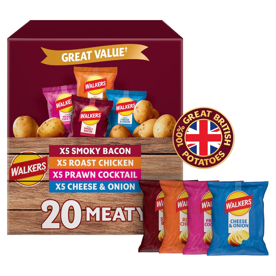 image 1 of Walkers Meaty Variety Crisps - 20 x 25g