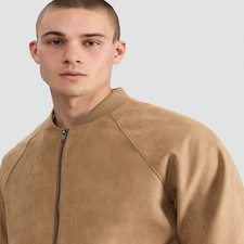 The F&F Edit Faux Suede Zip Front Bomber Jacket in Tobacco