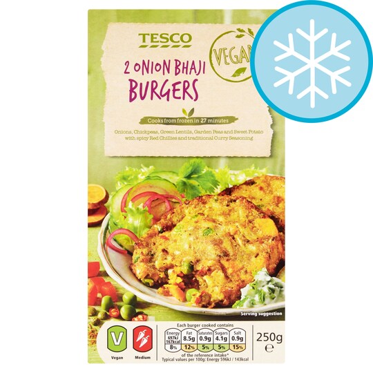 Tesco Vegan Bhaji Burger Onion Bhaji 250G Tesco Groceries