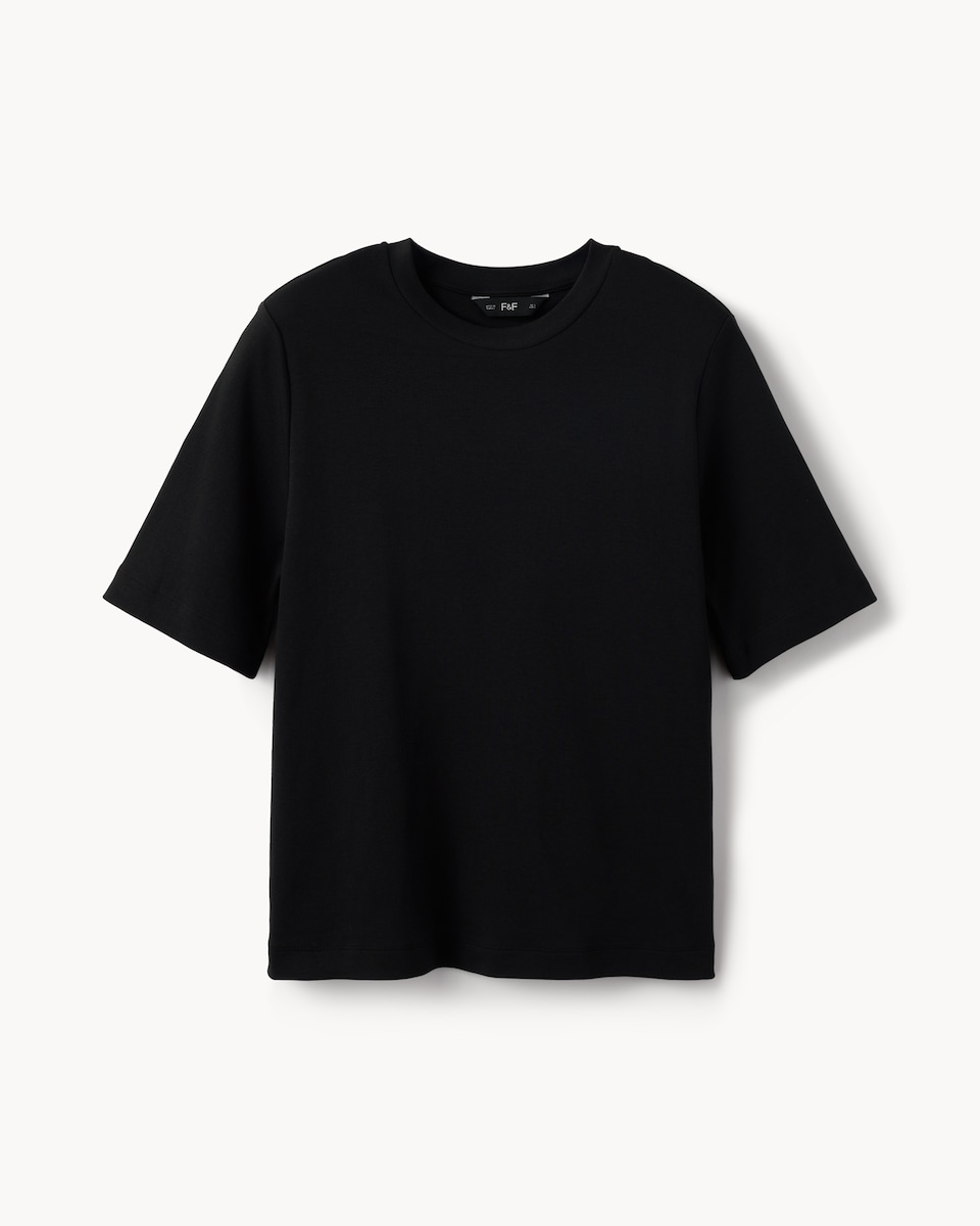 image 1 of F&F Pure Cotton Shoulder Pad T-Shirt in Black