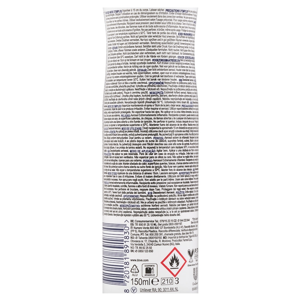 image 1 of Dove Fresh Care+ Invisible Deodorant Aerosol 150ml