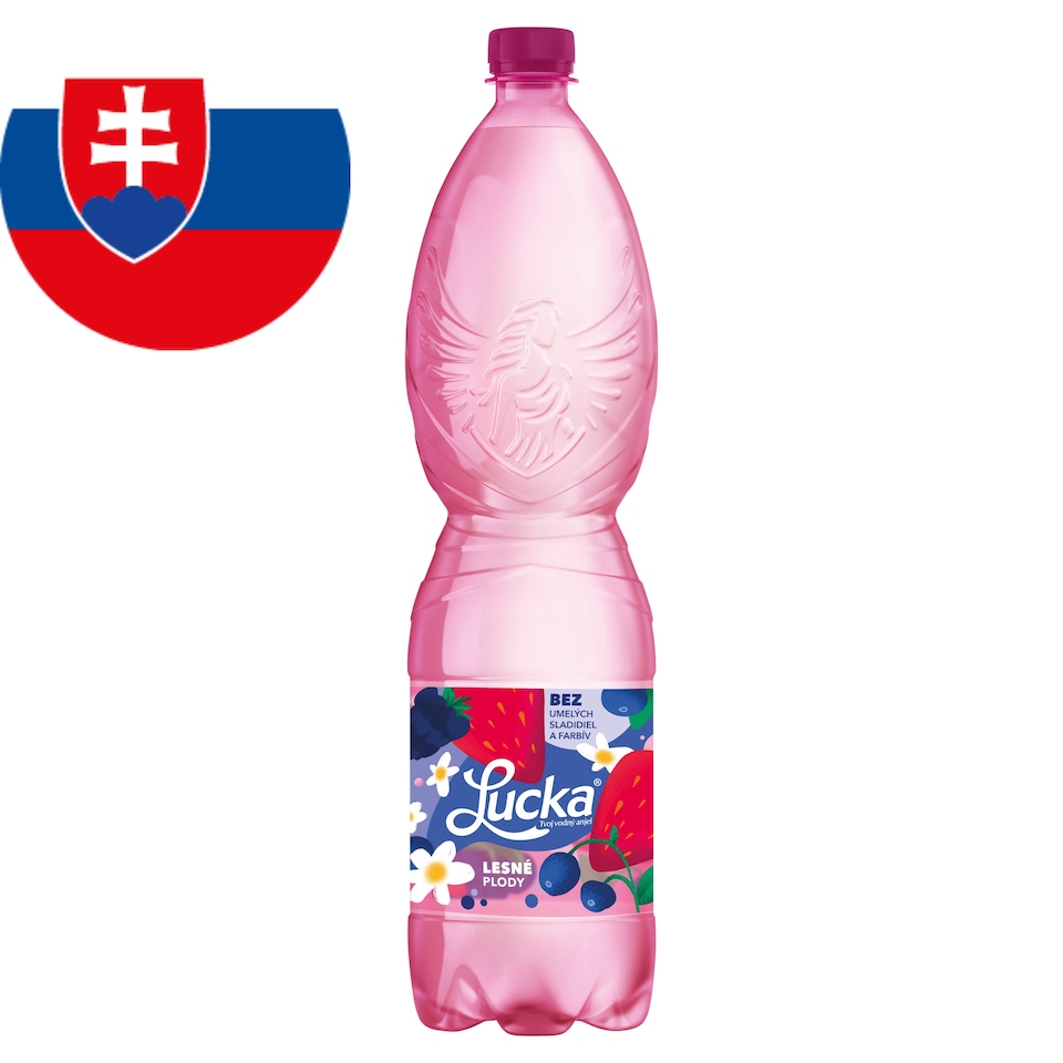 Lucka Tvoj vodný anjel Pramenitá voda jemne perlivá lesné plody 1,5 l