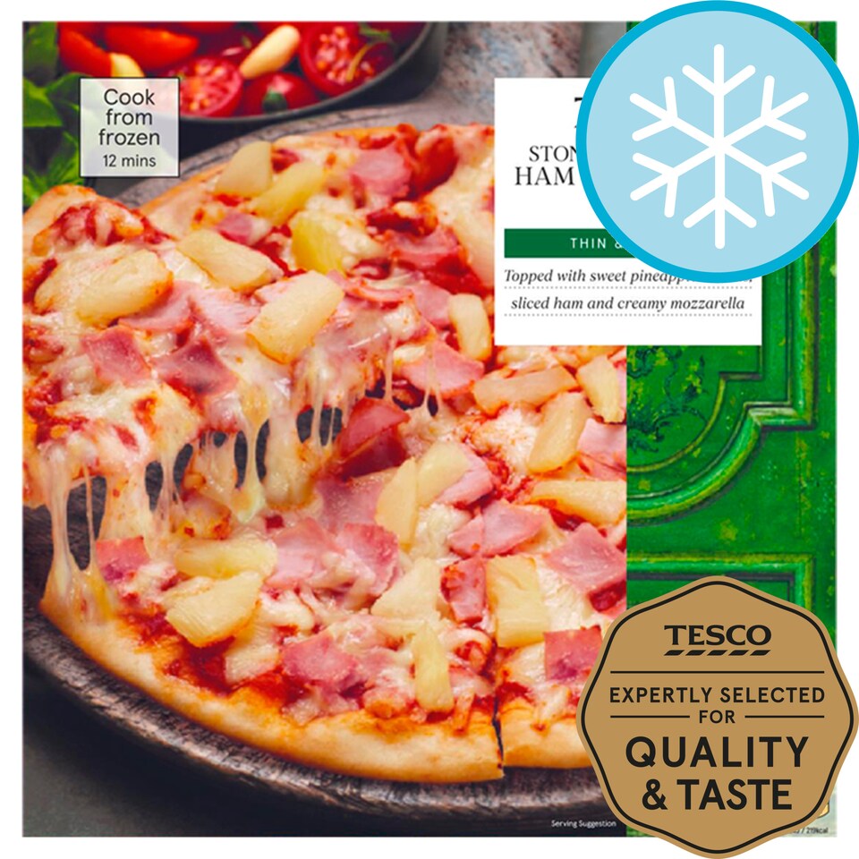 Tesco Stonebaked Ham & Pineapple Pizza 375G