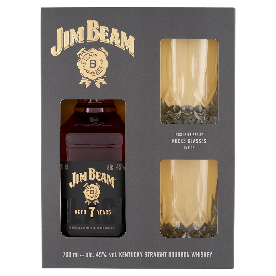 Jim Beam Black Bourbon whiskey 45% 0,7 l + 2 pohár díszdobozban