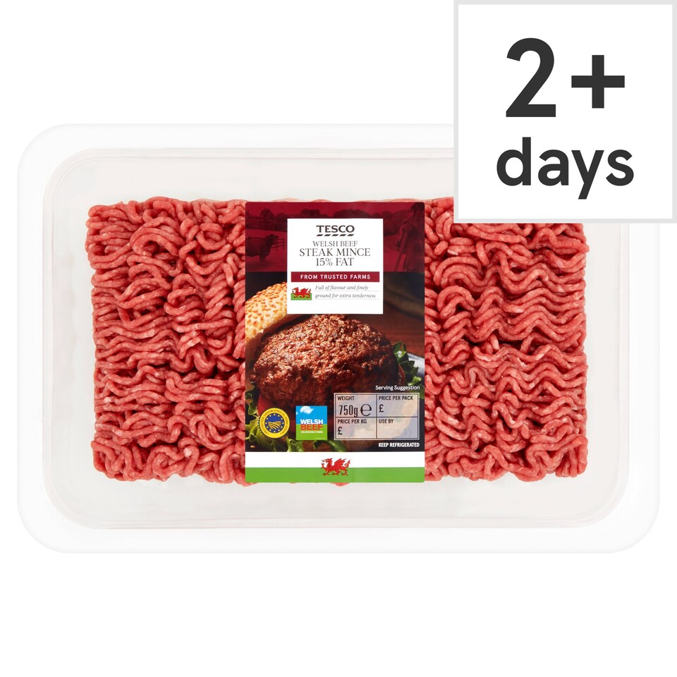 Tesco Welsh Beef Steak Mince 15% Fat 750g