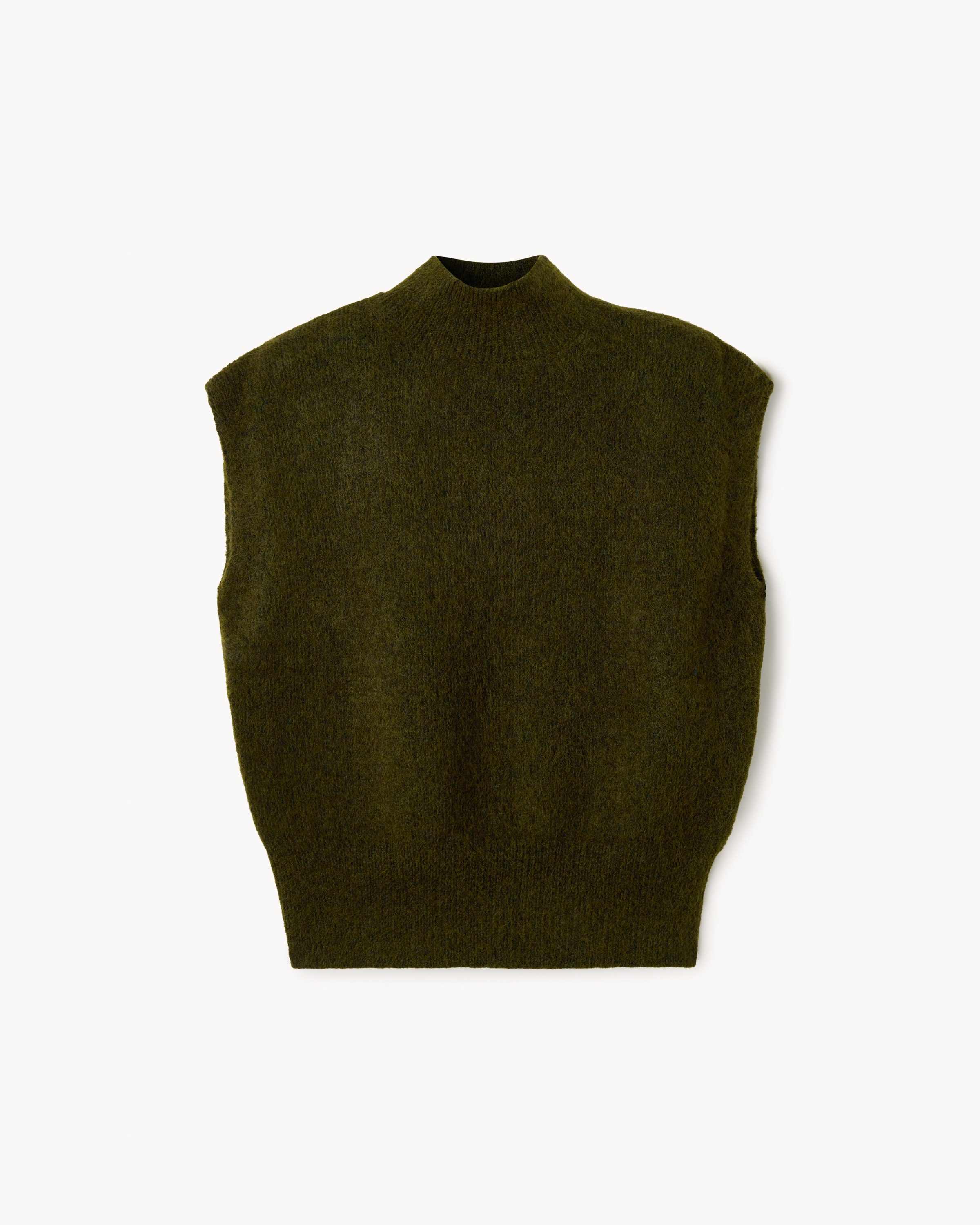 F&F High Neck Knitted Vest in Olive
