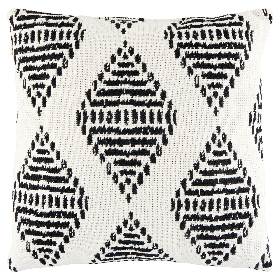 Carbotex Polštář s černo-bílým kosočtverečkovým vzorem 40 x 40 cm