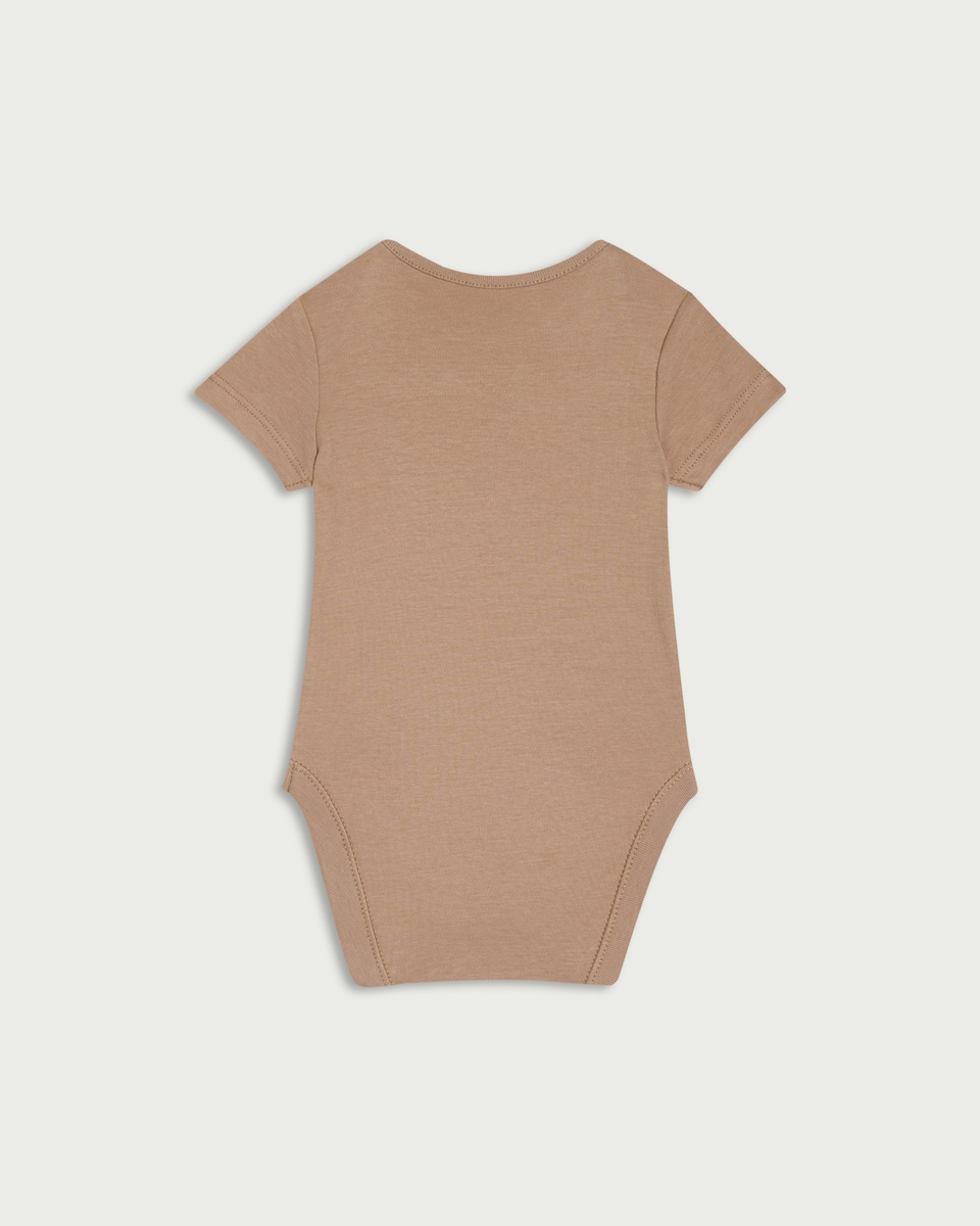 image 1 of F&F Baby 5-Pack Pure Cotton Short Sleeved Bodysuits in Med Nude