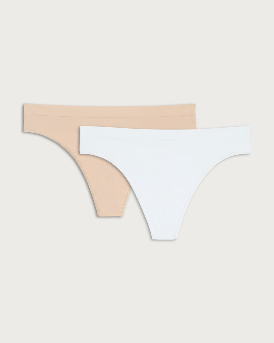 image 1 of F&F 2-Pack Contour Seamfree Thongs in Multi