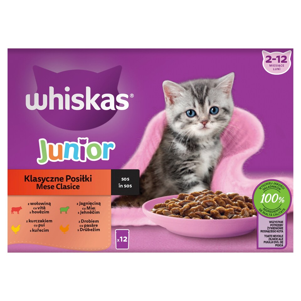 Whiskas Junior Klasické pokrmy v šťave 12 x 85 g (1,02 kg)
