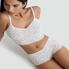 F&F 2-Piece Contour Seamfree Pointelle Floral Print Camisole and Short Set in Cream