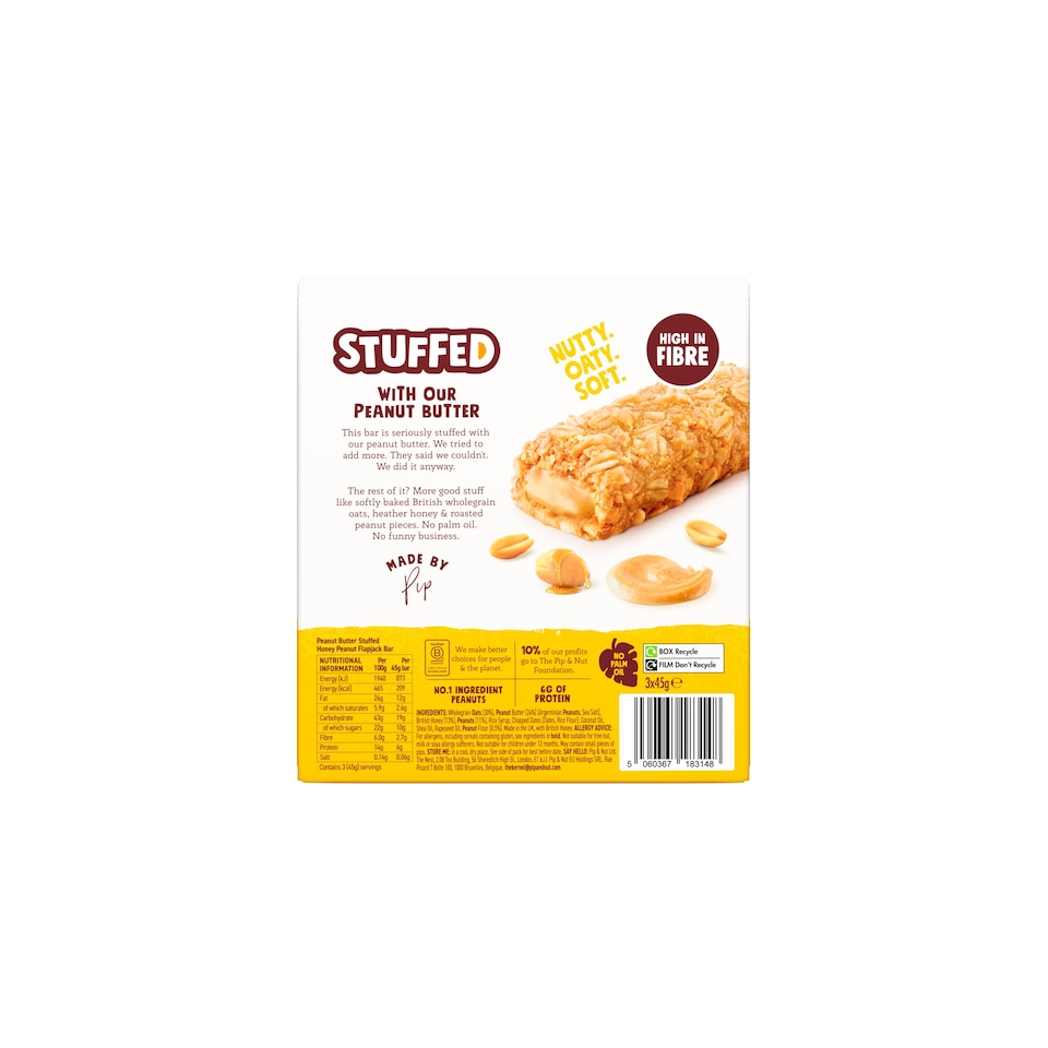 image 1 of Pip & Nut Peanut Butter Stuffed Oat Bar Honey Nut 3x45g